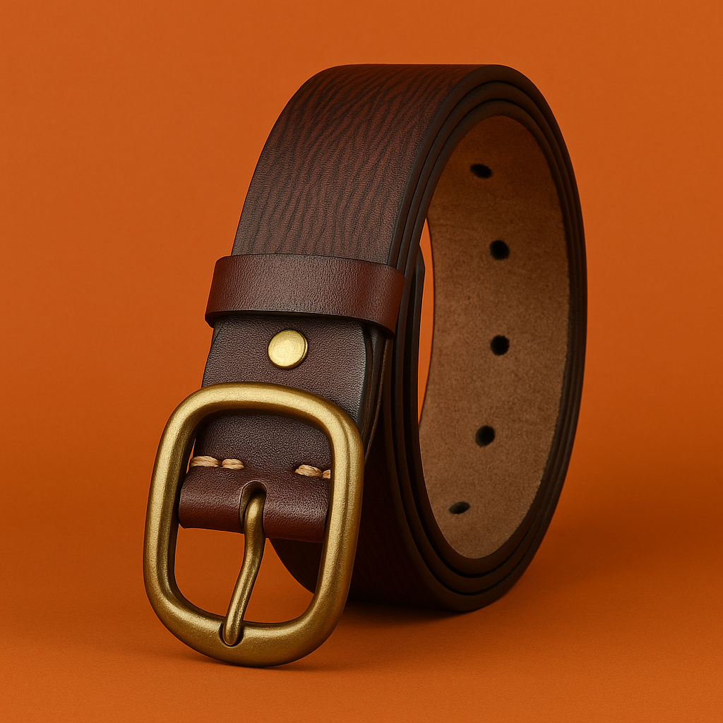 Naked Soles | LucienneBrass | Leather Belt – Vintage Metal Finish