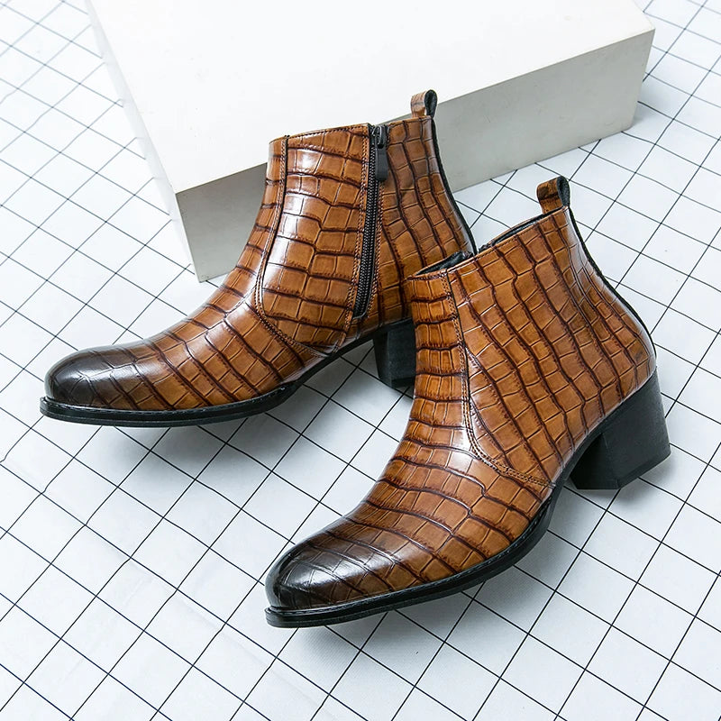 Naked Soles | CroftonBoot | Men's Crocodile-Embossed Leather Boots – Bold Statement