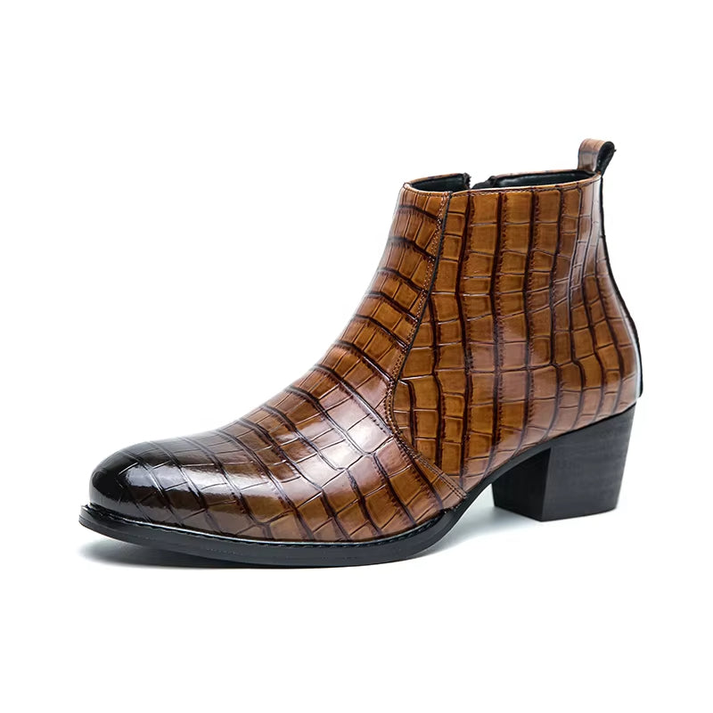 Naked Soles | CroftonBoot | Men's Crocodile-Embossed Leather Boots – Bold Statement