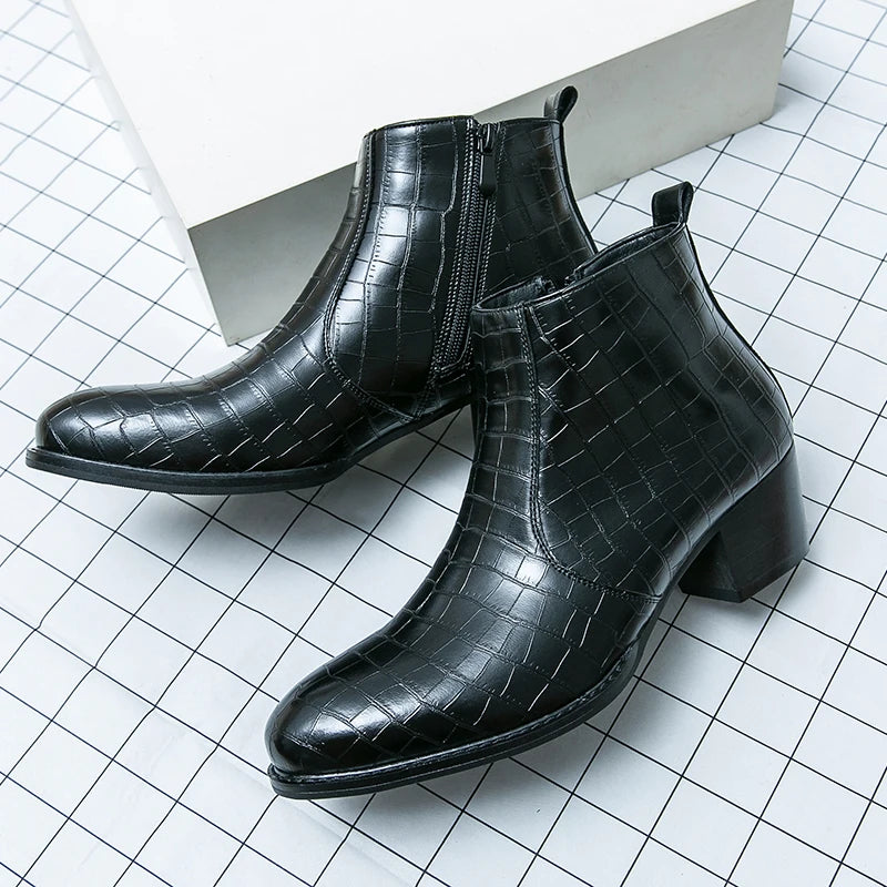 Naked Soles | CroftonBoot | Men's Crocodile-Embossed Leather Boots – Bold Statement