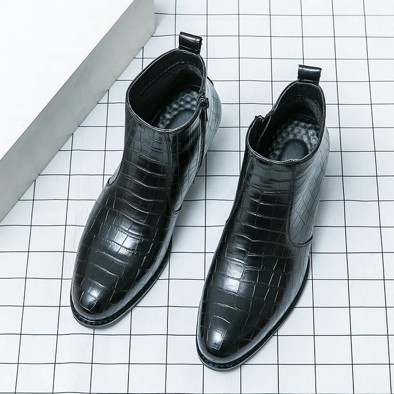 Naked Soles | CroftonBoot | Men's Crocodile-Embossed Leather Boots – Bold Statement