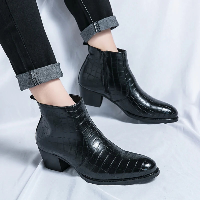 Naked Soles | CroftonBoot | Men's Crocodile-Embossed Leather Boots – Bold Statement