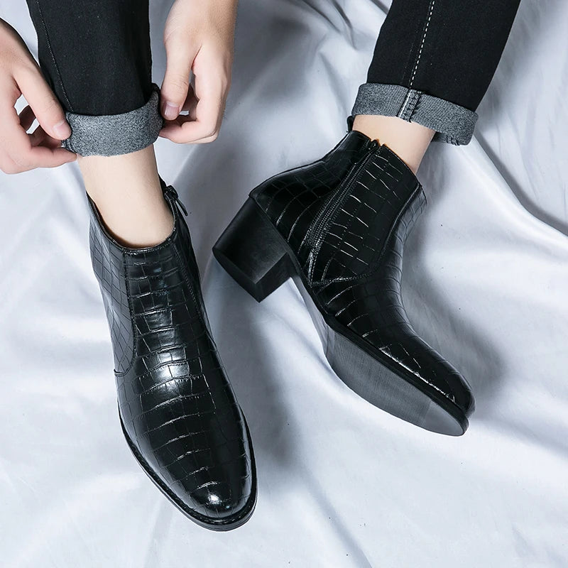 Naked Soles | CroftonBoot | Men's Crocodile-Embossed Leather Boots – Bold Statement