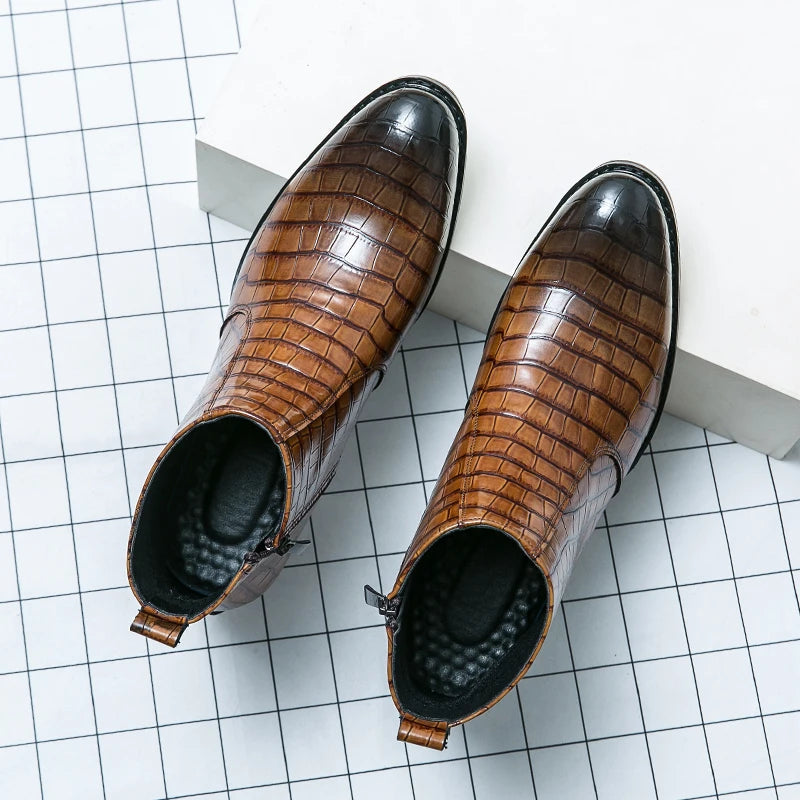 Naked Soles | CroftonBoot | Men's Crocodile-Embossed Leather Boots – Bold Statement