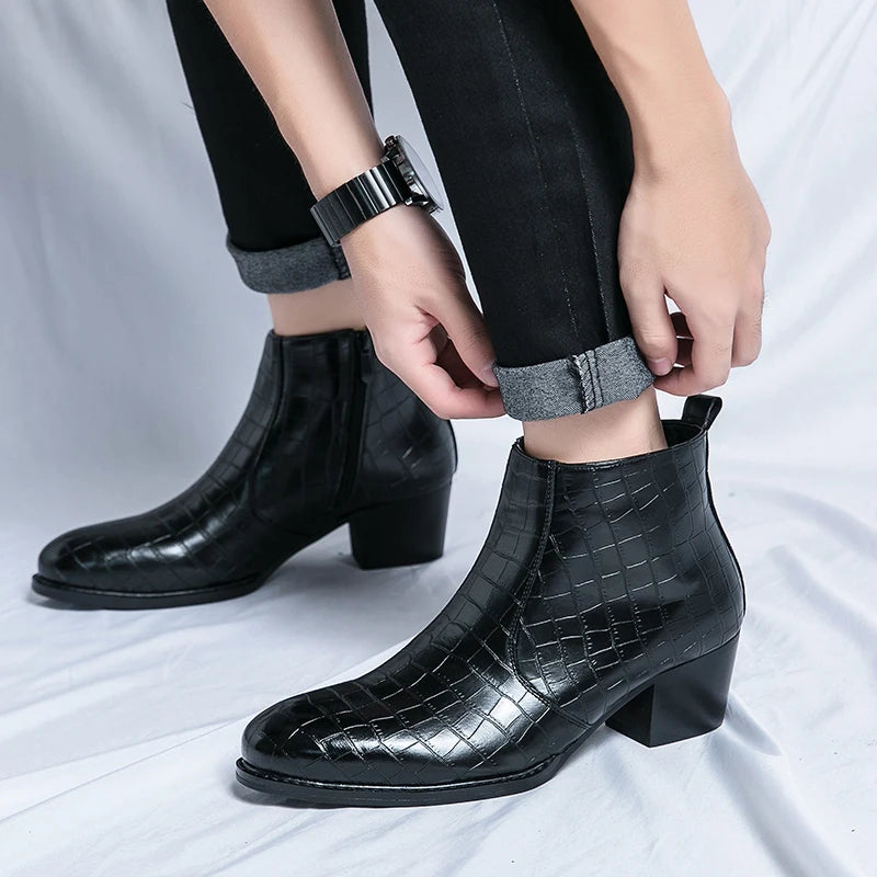 Naked Soles | CroftonBoot | Men's Crocodile-Embossed Leather Boots – Bold Statement