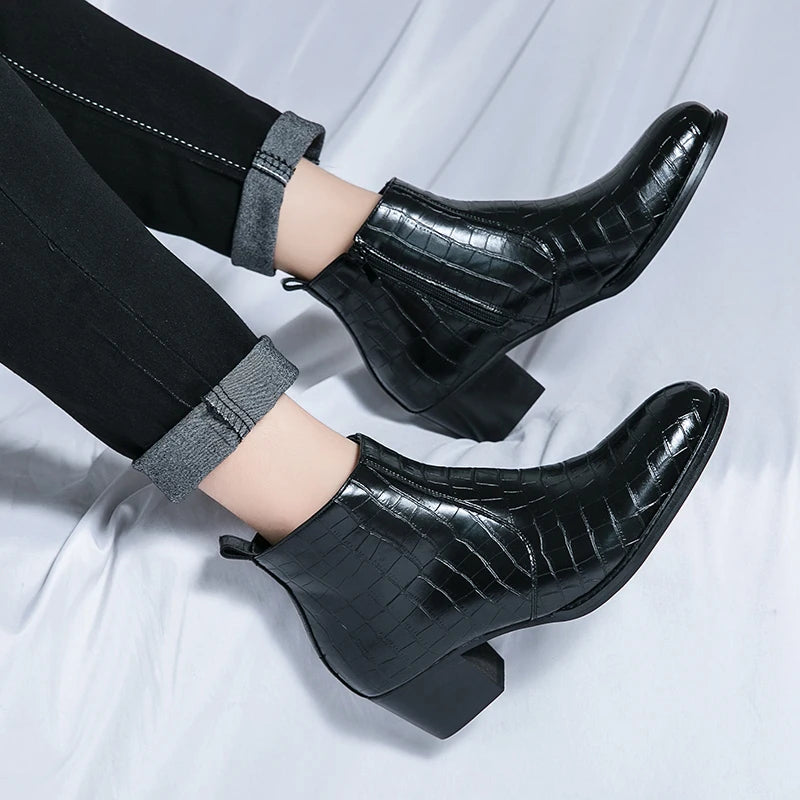 Naked Soles | CroftonBoot | Men's Crocodile-Embossed Leather Boots – Bold Statement
