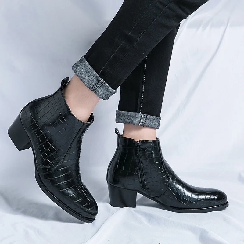 Naked Soles | CroftonBoot | Men's Crocodile-Embossed Leather Boots – Bold Statement