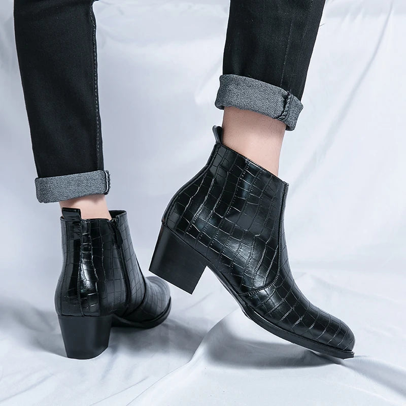 Naked Soles | CroftonBoot | Men's Crocodile-Embossed Leather Boots – Bold Statement