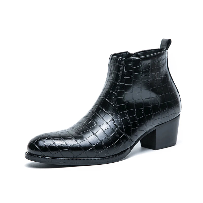Naked Soles | CroftonBoot | Men's Crocodile-Embossed Leather Boots – Bold Statement