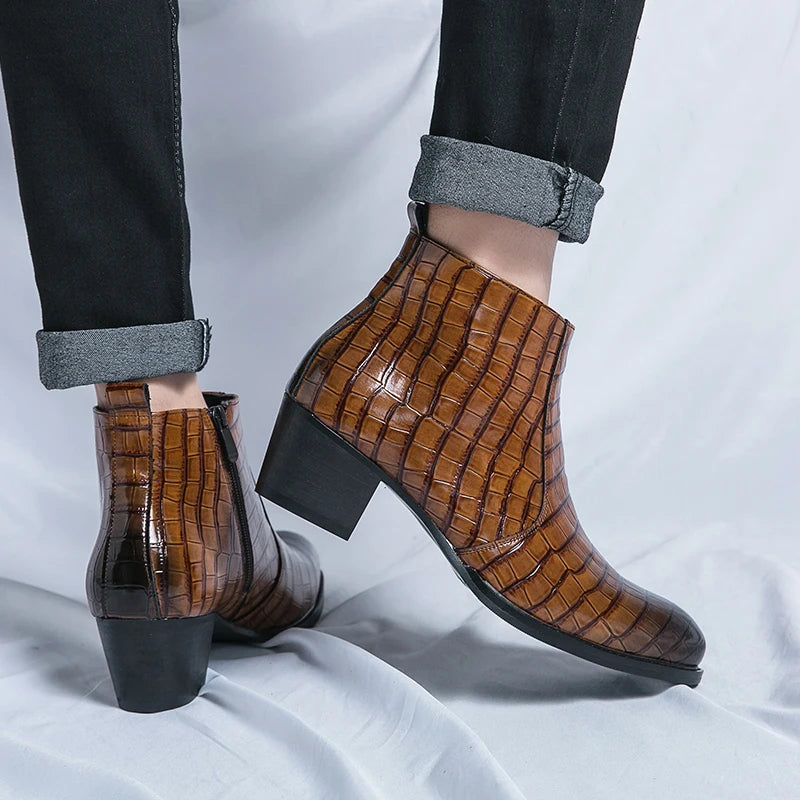 Naked Soles | CroftonBoot | Men's Crocodile-Embossed Leather Boots – Bold Statement