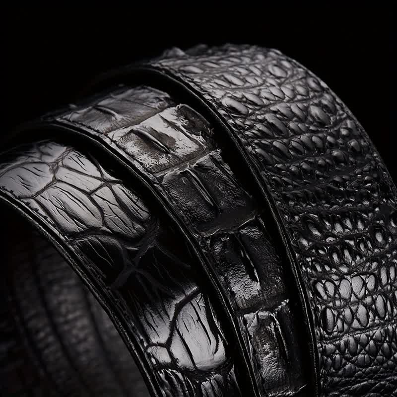 Naked Soles | GatorBold | Men's Alligator Head Buckle Leather Belt – Exotic Accent