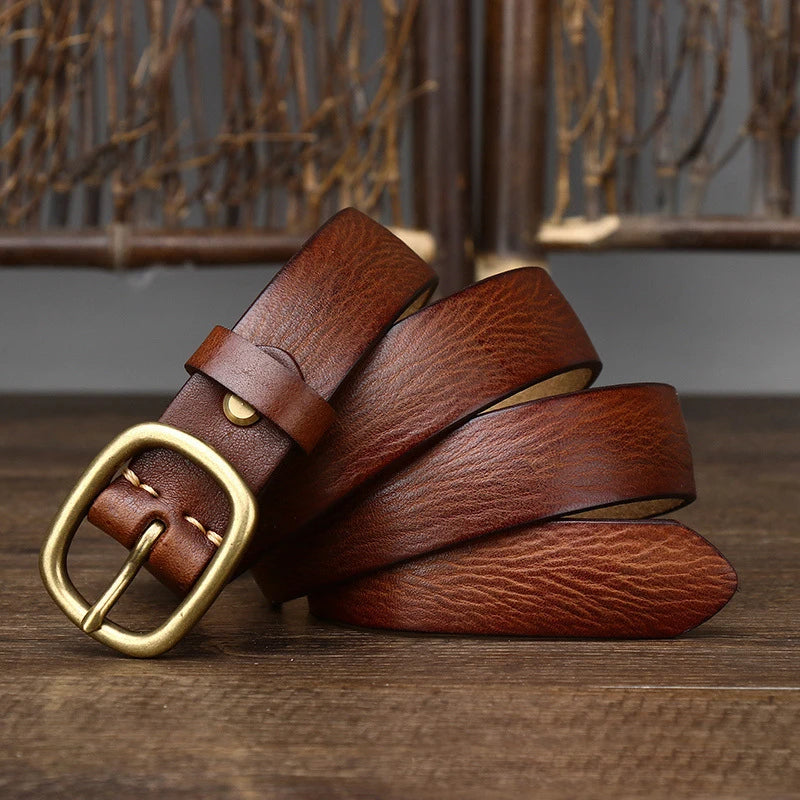 Naked Soles | LucienneBrass | Leather Belt – Vintage Metal Finish