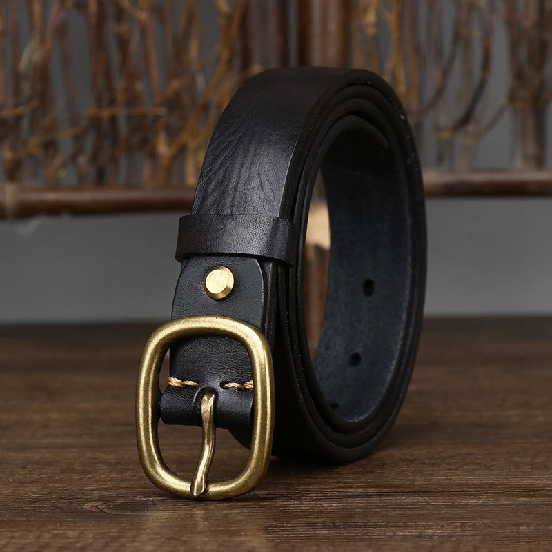 Naked Soles | LucienneBrass | Leather Belt – Vintage Metal Finish