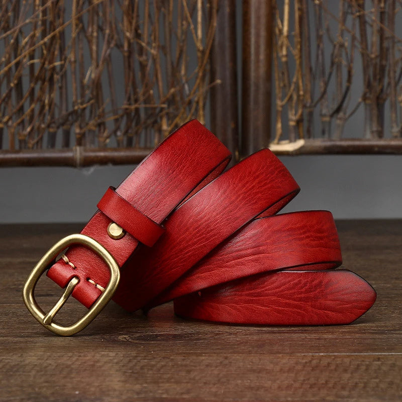Naked Soles | LucienneBrass | Leather Belt – Vintage Metal Finish