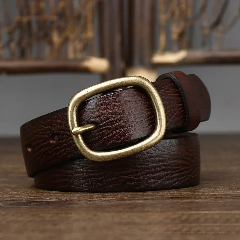Naked Soles | LucienneBrass | Leather Belt – Vintage Metal Finish