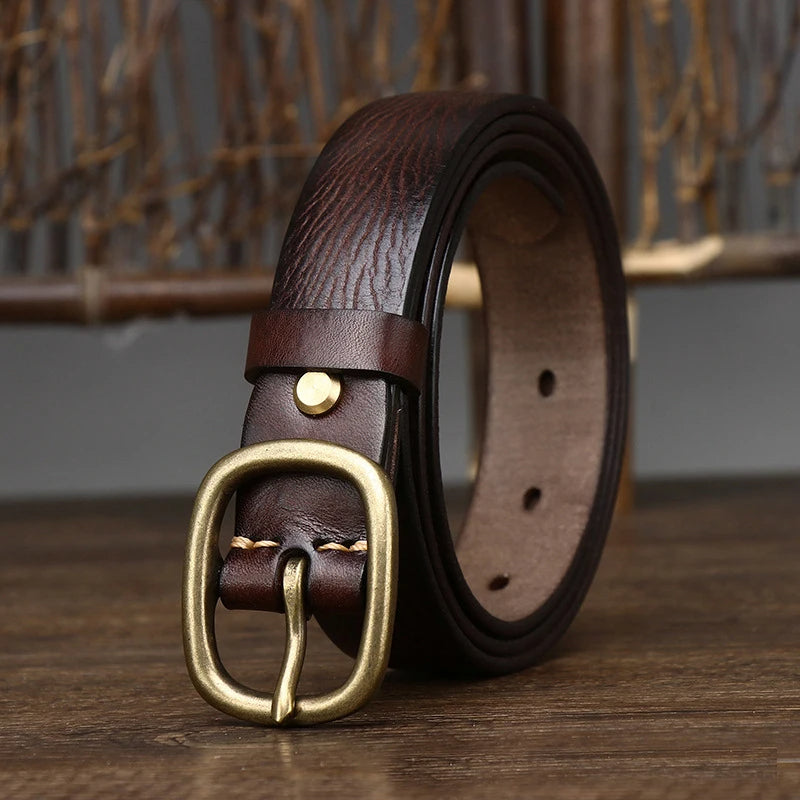 Naked Soles | LucienneBrass | Leather Belt – Vintage Metal Finish
