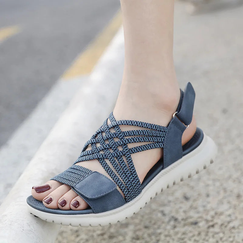Naked Soles | StrideLuxe | Women's Striped Sandals – Chic Summer Design