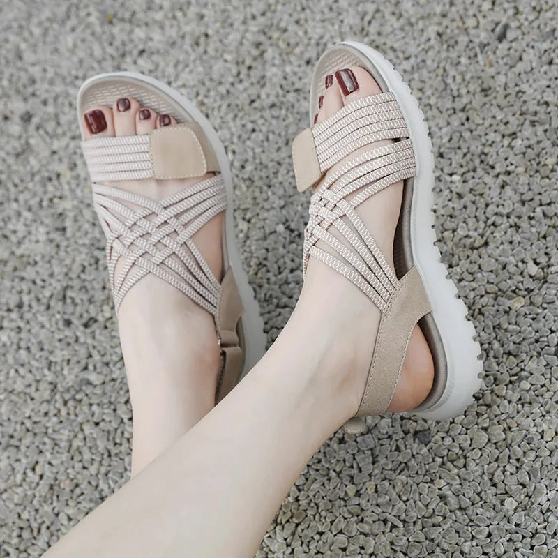 Naked Soles | StrideLuxe | Women's Striped Sandals – Chic Summer Design