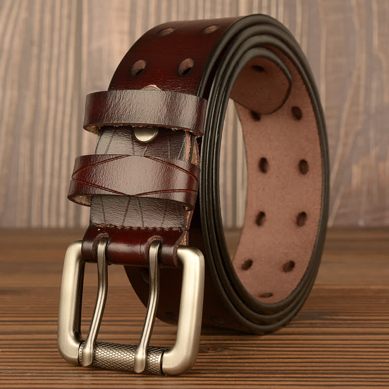 Naked Soles | TwinHole | Men's Double Row Leather Belt – Classic Design