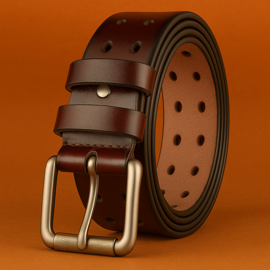Naked Soles | TwinHole | Men's Double Row Leather Belt – Classic Design