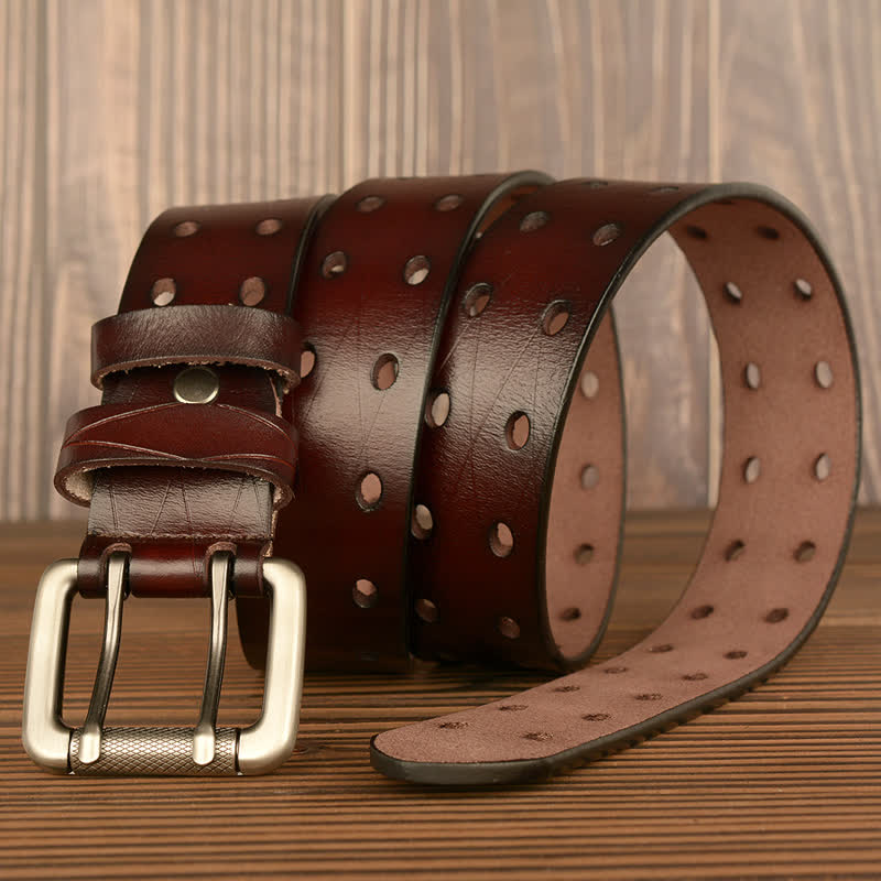 Naked Soles | TwinHole | Men's Double Row Leather Belt – Classic Design