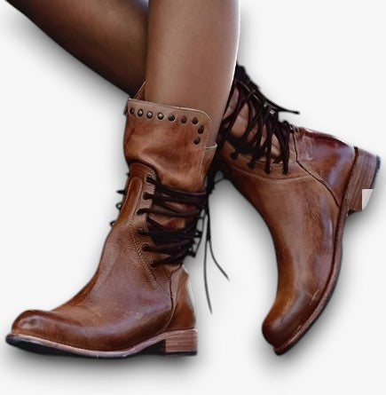 Naked Soles | Veyla | Women's Studded Leather Boots – Bold Sophistication