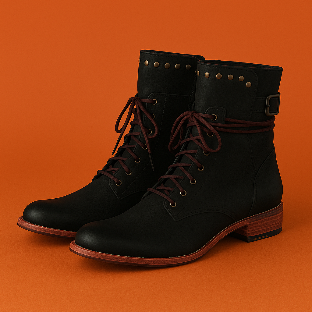 Naked Soles | Veyla | Women's Studded Leather Boots – Bold Sophistication