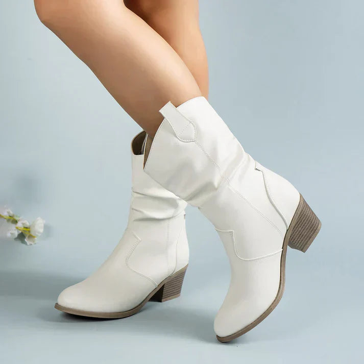 Naked Soles | WestNova | Women's Low-Heel PU Leather Cowboy Boots – Western Flair