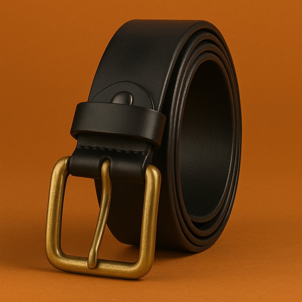 Naked Soles | BrassEdge | Men's Vintage Brass Buckle Leather Belt – Simple & Chic