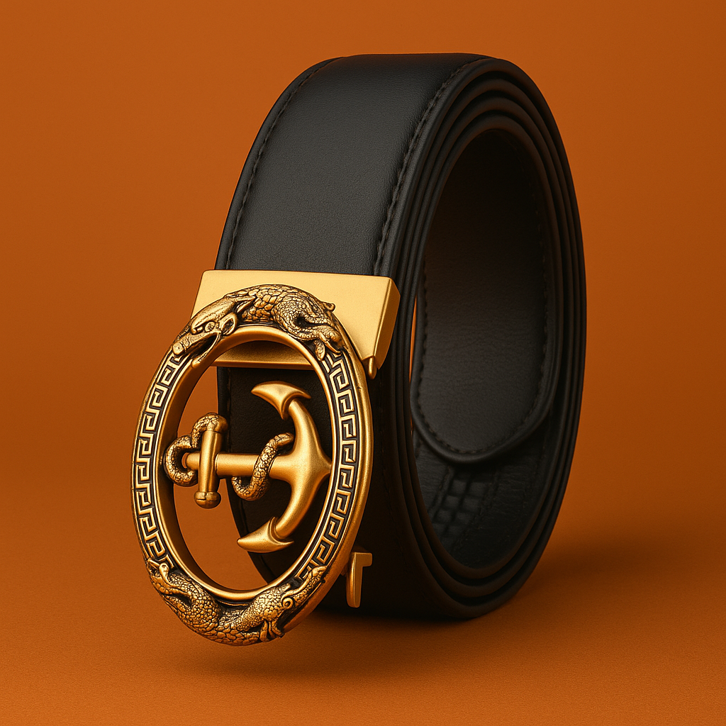 Naked Soles | AnchorBound | Men's Nautical Leather Belt – Ship-Inspired Buckle