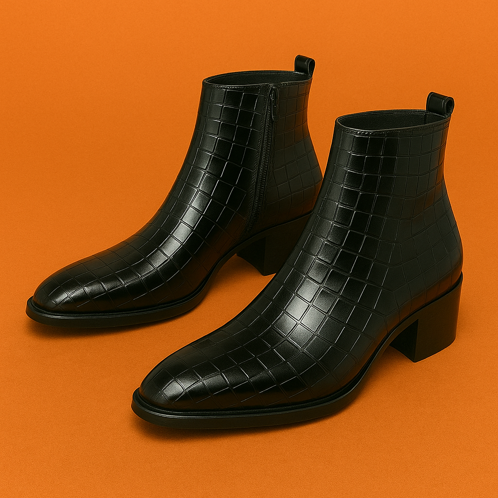 Naked Soles | CroftonBoot | Men's Crocodile-Embossed Leather Boots – Bold Statement