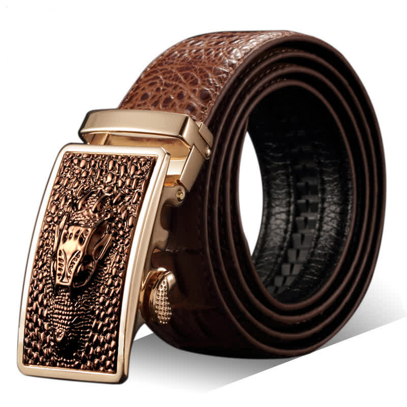 Naked Soles | GatorBold | Men's Alligator Head Buckle Leather Belt – Exotic Accent
