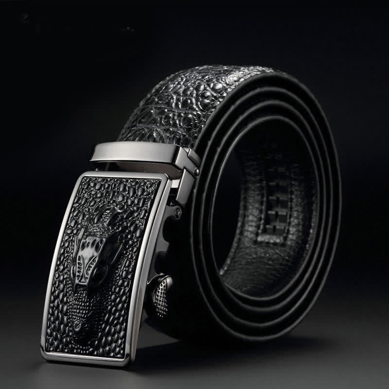 Naked Soles | GatorBold | Men's Alligator Head Buckle Leather Belt – Exotic Accent