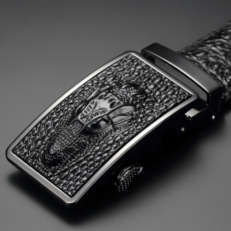 Naked Soles | GatorBold | Men's Alligator Head Buckle Leather Belt – Exotic Accent