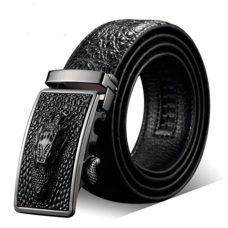 Naked Soles | GatorBold | Men's Alligator Head Buckle Leather Belt – Exotic Accent