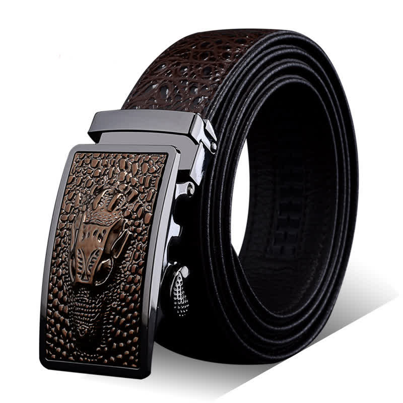 Naked Soles | GatorBold | Men's Alligator Head Buckle Leather Belt – Exotic Accent
