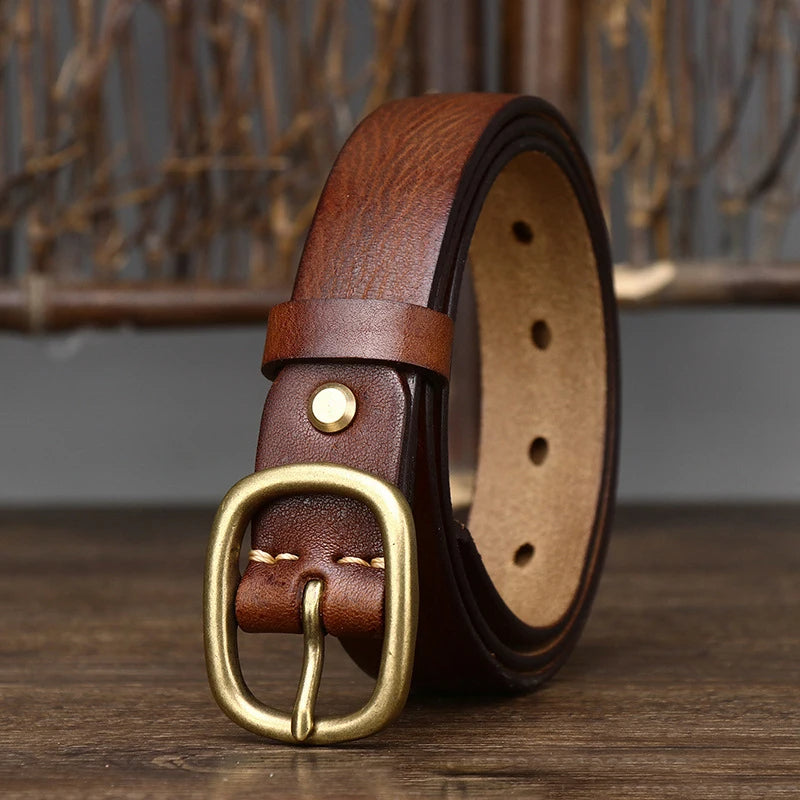 Naked Soles | LucienneBrass | Leather Belt – Vintage Metal Finish