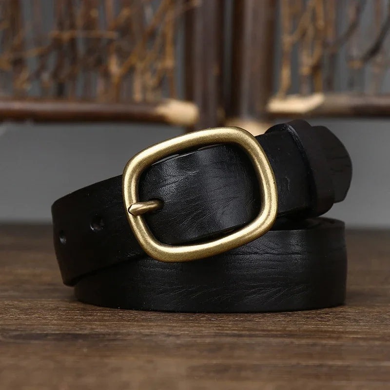 Naked Soles | LucienneBrass | Leather Belt – Vintage Metal Finish