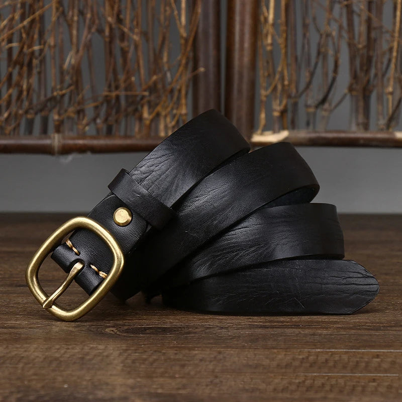 Naked Soles | LucienneBrass | Leather Belt – Vintage Metal Finish