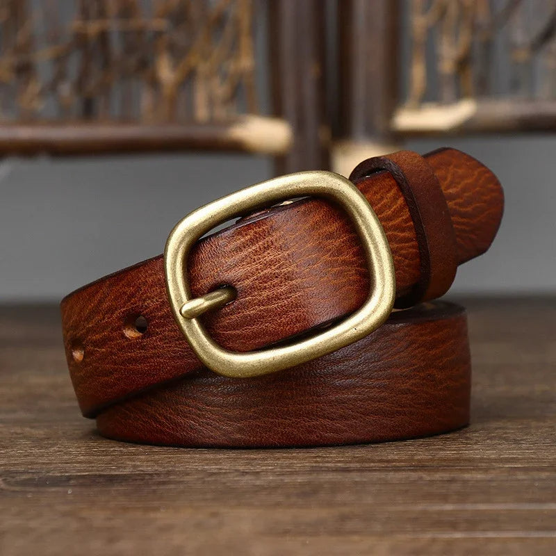 Naked Soles | LucienneBrass | Leather Belt – Vintage Metal Finish