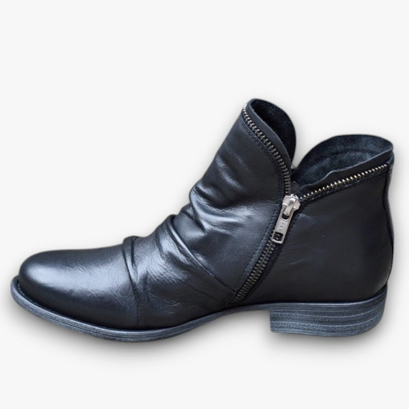 Naked Soles | Marcellis | Women's Leather Zip Boots – Sleek Design