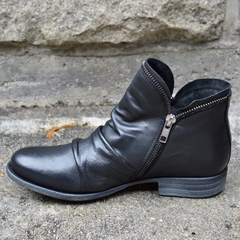 Naked Soles | Marcellis | Women's Leather Zip Boots – Sleek Design