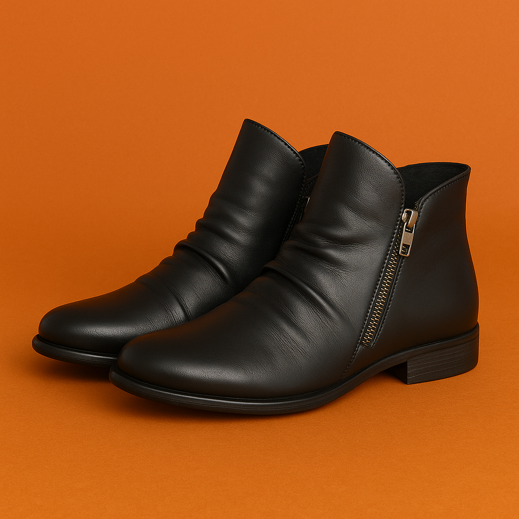 Naked Soles | Marcellis | Women's Leather Zip Boots – Sleek Design