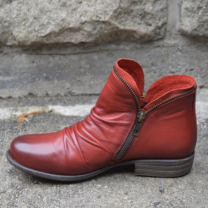 Naked Soles | Marcellis | Women's Leather Zip Boots – Sleek Design