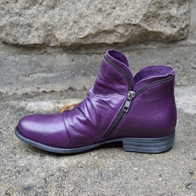 Naked Soles | Marcellis | Women's Leather Zip Boots – Sleek Design