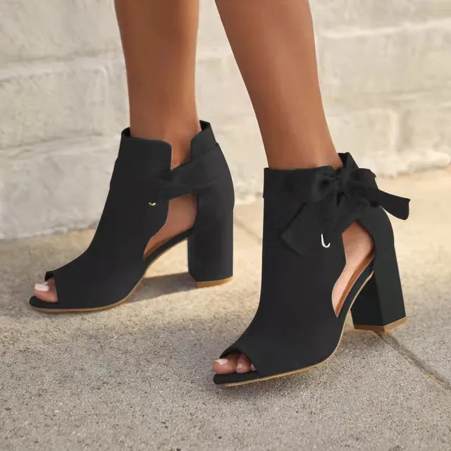 Naked Soles | MillieLuxe | Ladies’ High Heel Sandals with Bow – Elegant & Chic