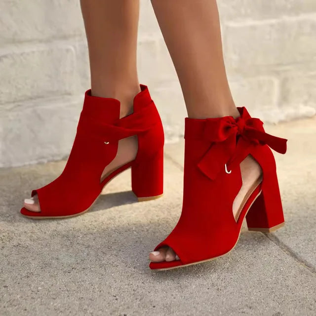 Naked Soles | MillieLuxe | Ladies’ High Heel Sandals with Bow – Elegant & Chic