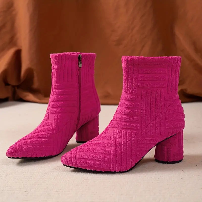 Naked Soles | Novena | Women's Block Heel Summer Boots – Solid Colour Design
