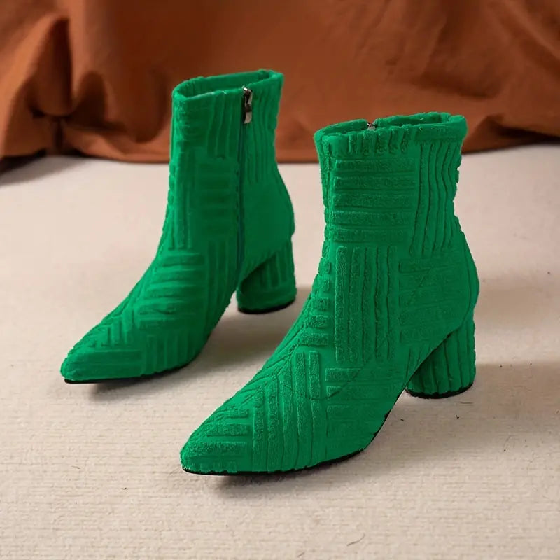 Naked Soles | Novena | Women's Block Heel Summer Boots – Solid Colour Design