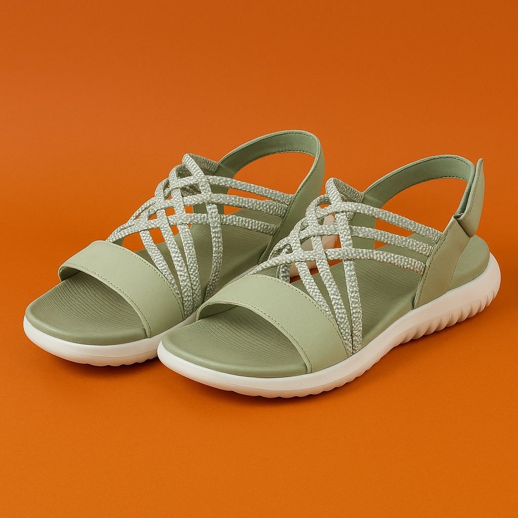 Naked Soles | StrideLuxe | Women's Striped Sandals – Chic Summer Design